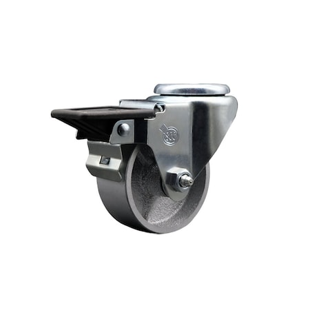 Service Caster 3'' Semi Steel Wheel Swivel Bolt Hole Caster with Posi Lock Brake SCC-BH20S315-SSR-PLB
